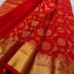 Tanvi – Vermillion Red Kanchipuram Pure Silk Saree with Floral Zari Jaal & Baavanji Border
Bold, radiant, and intricately woven varisaipettu Pallu