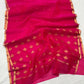 A timeless classic, this Rani pink Chanderi silk saree is a celebration of heritage and elegance. Crafted from lightweight silk with a luxurious sheen, the saree features all-over gold zari floral leafy buttas