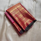 Rekha – Pink Zari kattam  Kanchipuram Pure Silk Saree with woven Zari Buttas & Maroon-red varisaipet Border