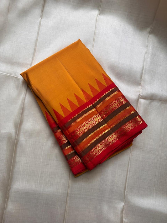 Maambhazha yellow 🥭 with red border pillayar moggu and varisaipet
