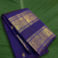 Royal Indigo and Antique Gold Handwoven Pure Silk Kanjeevaram Saree with Rettapet Border and Mayil Chakram Butta