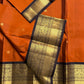 Rust Orange Annam Bloom – Pure Silk Kanchipuram
Rust-orange body with delicate zari buttas 🌸
Aubergine korvai borders with majestic Annam motifs 🪔
Grand aubergine pallu with kasu stripes & tissue weave ✨
Silk Mark Cert • Ships in Two Weeks- chk desc