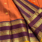 Rust Orange Varisaipet Mayil Chakram – Korvai Kanchipuram Silk Saree
Rust-orange body with gold chakram & peacock buttas
Vadamalli korvai border with varisaipet stripes & elephant motifs
Rich zari-brocade pallu | Contrast vadamalli blouse | silk mark
