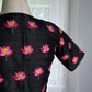 "Kamala" collection - pure raw silk blouse embroidered with lotus motifs in black