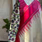 "Charu" collection - Ikat and kalamkari blouse in pink,green and white