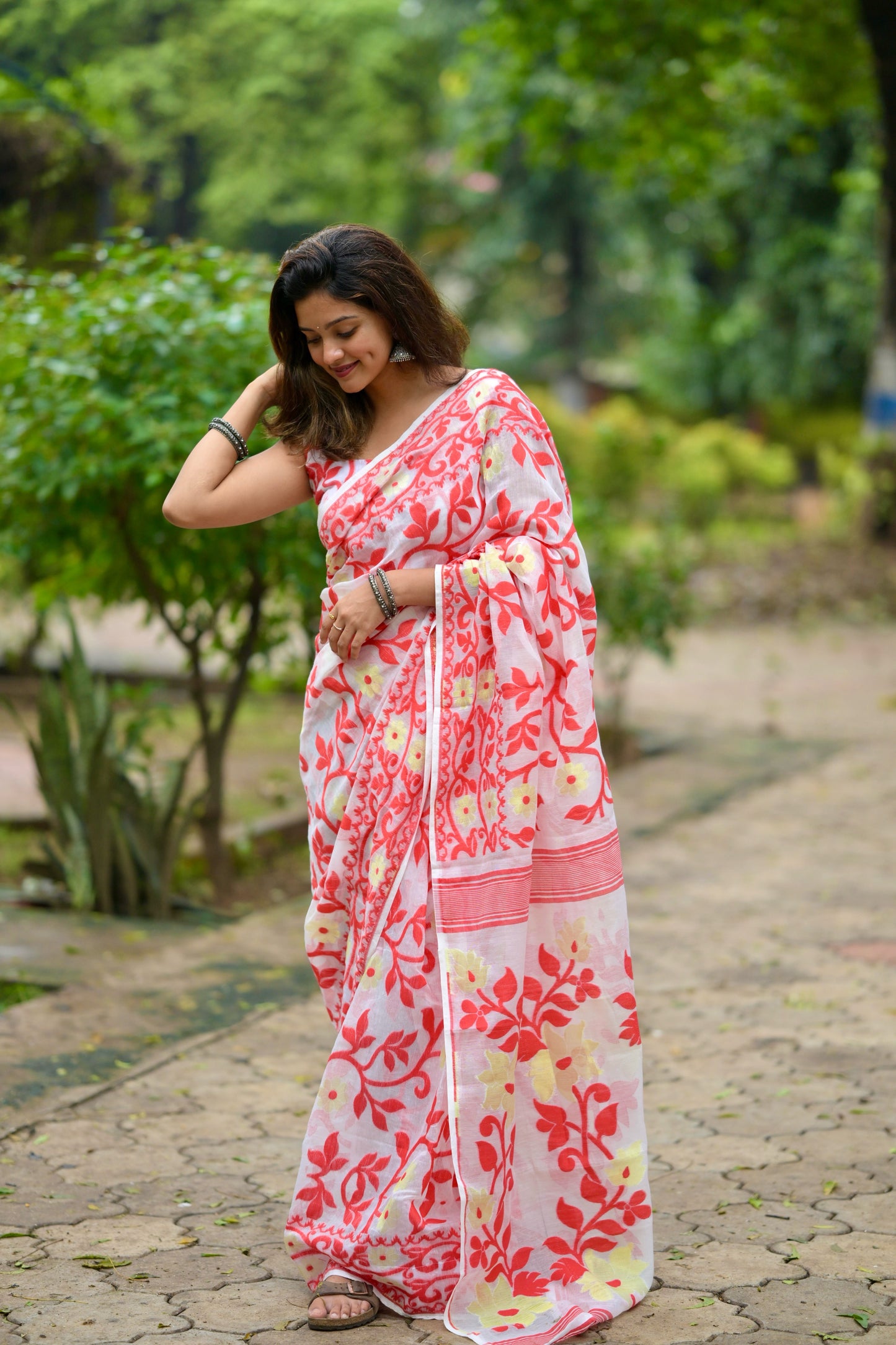 Jamdhani muslin silk saree and blouse set