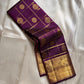 Nayaki ✨ — Deep Jamun (Naaval Pazham) Pure Silk Saree
With Zari Kattam Checks Across the Lustrous Body
Featuring Rare Gandaberunda Motifs in Gold Zari
Broad Elephant-Adorned Border in Heritage Weave
Grand Jamun Pallu with Rich Zari Brocade Artistry