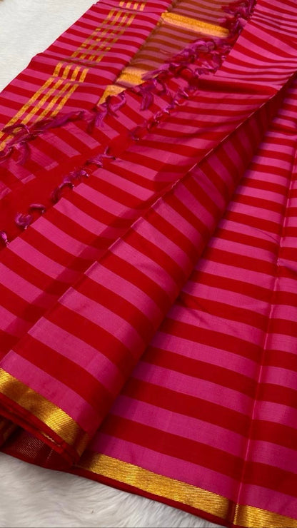 Striped pure Kanchipuram silk - silk mark saree