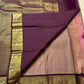 Deep plum korvai border with vanasringaram gold zari on chikoo Kanchipuram saree — Idam Living
