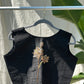 "zoya" collection - Pure raw silk ( 100gms) embroidered blouse in gold, silver and copper zardosi in black