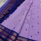 Lilac Indigo Pattu Butta — Pure Kanchipuram Silk Saree
Soft lilac body with indigo flower buttas, rich indigo–magenta gold zari borders and a grand indigo pallu.
Silk Mark Certified • Free Shipping within USA • Ships in Two Weeks