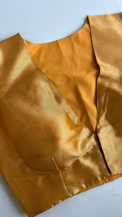 “Riva” - Pure tissue silk blouse - gold with silver sleeves