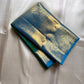 Parrot green Kanchipuram silk saree with sky blue zari border, folded view