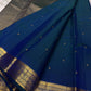 Indira – Peacock Blue-Green Kanchipuram Pure Silk Saree with Zari Butta & muthu seer and rudraksham Pettu  Border