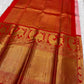 Stuthi ✨ — Vermilion Red Pure Kanchipuram Silk Saree
With Traditional Korvai Weave & Broad Yaali Border
Adorned in Intricate Chakram Motifs & Fine 3G Zari, Grand Zari Brocade Pallu with Medallion Artistry
Contrast red blouse with a broad border