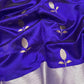 Pure silk Chanderi handloom striking purple shot indigo sona roopa silver gold butti saree