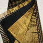 Black chanderi beauty adorned with gold zari pure chanderi tissue silk saree