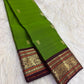 Kili Pachai Green Pure Silk Kanjivaram Peacock Butta Saree with Plum Zari Border – view 6