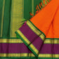 Sunset Kattam — Pure Kanchipuram Silk Saree
Sunset-orange kattam body with royal purple borders and emerald green pallu in fine zari.
Silk Mark Certified • Free Shipping within USA • Ships in Two Weeks