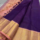 Purple  Zari kattam with pastel pink peach border peacock motif and Pallu