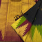 Ettukol Karuppu — Pure Silk Kanchipuram
Inky-black body with parrot-green & mustard buttas, korvai temple peaks in gold, wine & green ✨
Silk Mark Certified • Ships in Two Weeks • Free Shipping within USA