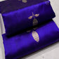 Pure silk Chanderi handloom striking purple shot indigo sona roopa silver gold butti saree