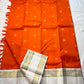 Kesar Chakram – Pure Kanchipuram Silk Saree
Rich Kesar Orange Body with Golden Chakram Buttas
Ivory Korvai Borders with Zari Rosette Motifs & Green Selvedge
Grand Ivory-Gold Brocade Pallu with Orange Tassels
Silk Mark Certified | ships in 2 weeks