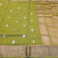 Pure Kora silk Banarasi saree - kadhwa - chartreuse , Lime Green