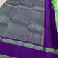 Varsha – Parrot Green & Purple Pure Silk Kanchipuram Saree with Rain-Inspired Thread Buttas - Zari less silk thread version