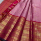 Rekha – Pink Zari kattam  Kanchipuram Pure Silk Saree with woven Zari Buttas & Maroon-red varisaipet Border