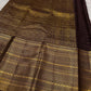 Brown Zari kattam with ornate border pure silk Kanchipuram with mayil chakram zari butta and detailed Pallu