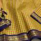 Forest Blossom Kattam — Pure Silk Kanchipuram Saree
Parrot-green, rani-pink & haldi-yellow kattam checks
Deep navy korvai borders with antique gold zari vines
Rich navy zari-striped pallu with tasseled edges
Silk Mark Cert • Free USA Shipping 1 week