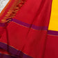 Full view of silk saree with rich zari pallu, vermilion body and magenta border