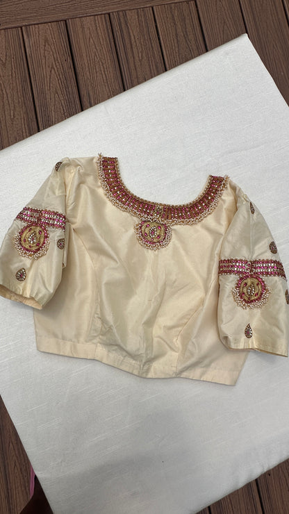 Temple - temple jewelry style embroidered blouse - Cream