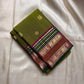 Meadow Bloom ✨ – Pure Kanchipuram Silk Saree
Meadow Green Body with Gold Zari Buttas
Contrast Brown–Green Border with Peacock Motifs
Majestic Magenta-Pink Zari Brocade Pallu
Handwoven Elegance – Perfect for Weddings & Festive Wear