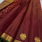 Arakku Gandaberunda vairaoosi — Pure Silk Kanchipuram Saree
Deep arakku  in fine vaira oosi weave with gold Gandaberunda motifs 🦅
Antique-gold temple borders & emerald-green selvedge • Silk Mark Certified • Free USA Shipping • Ships in Two Weeks ✅