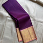 Kurinji – Regal Purple Zari Kattam Pure Kanchipuram Silk Saree with Peach Pink Border & Pallu, Intricate Zari Detailing, Matching Blouse Fabric (Silk Mark Certified, Handloom, Free USA Shipping)