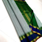 Podi Kattam Emerald Pillar Moggu – Pure Kanchipuram Silk Saree
Seafoam–Ice Blue Micro Checks with Korvai Emerald Green Border
Neelam Blue Panel & Gold Zari pillayar Moggu Motifs
Rich Emerald Zari-Striped Pallu | silk mark certified Saree ships in two week