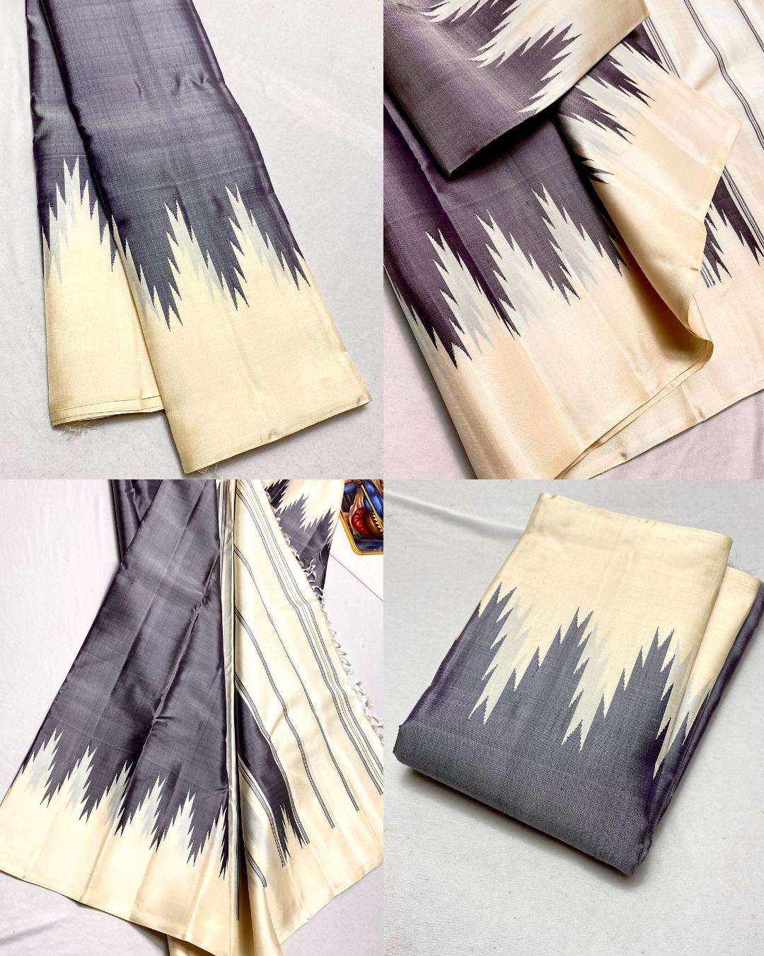 Ananta ✨ – Grey Kanchipuram Pure Silk Saree
Featuring serene ivory thazhampoo reku motifs 🌿
Minimalist no-zari Kalakshetra style for understated elegance ✨
Pristine ivory seer pallu with stunning thazhampoo panels 🌸