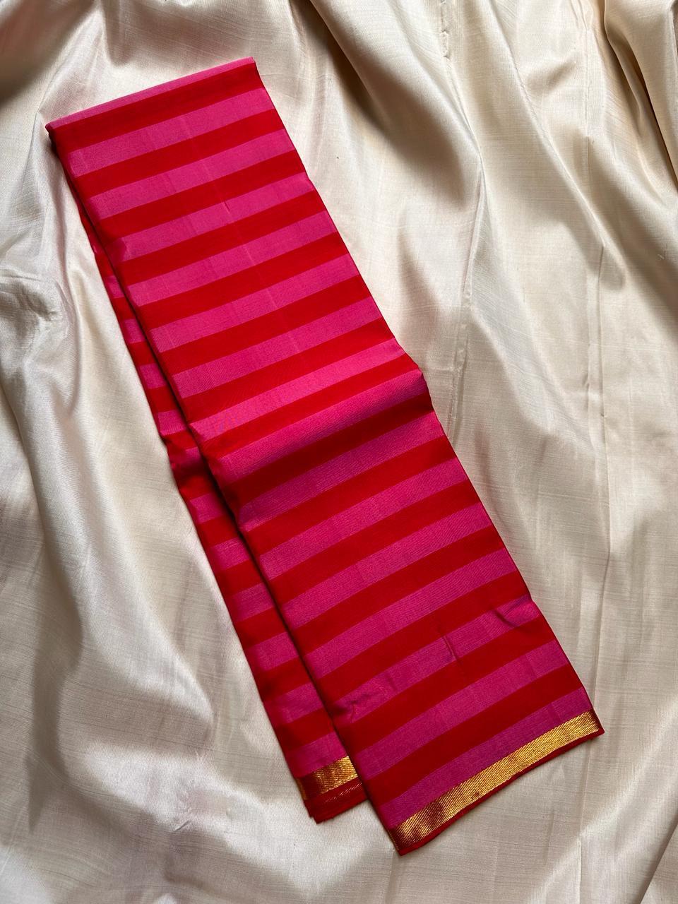 Striped pure Kanchipuram silk - silk mark saree