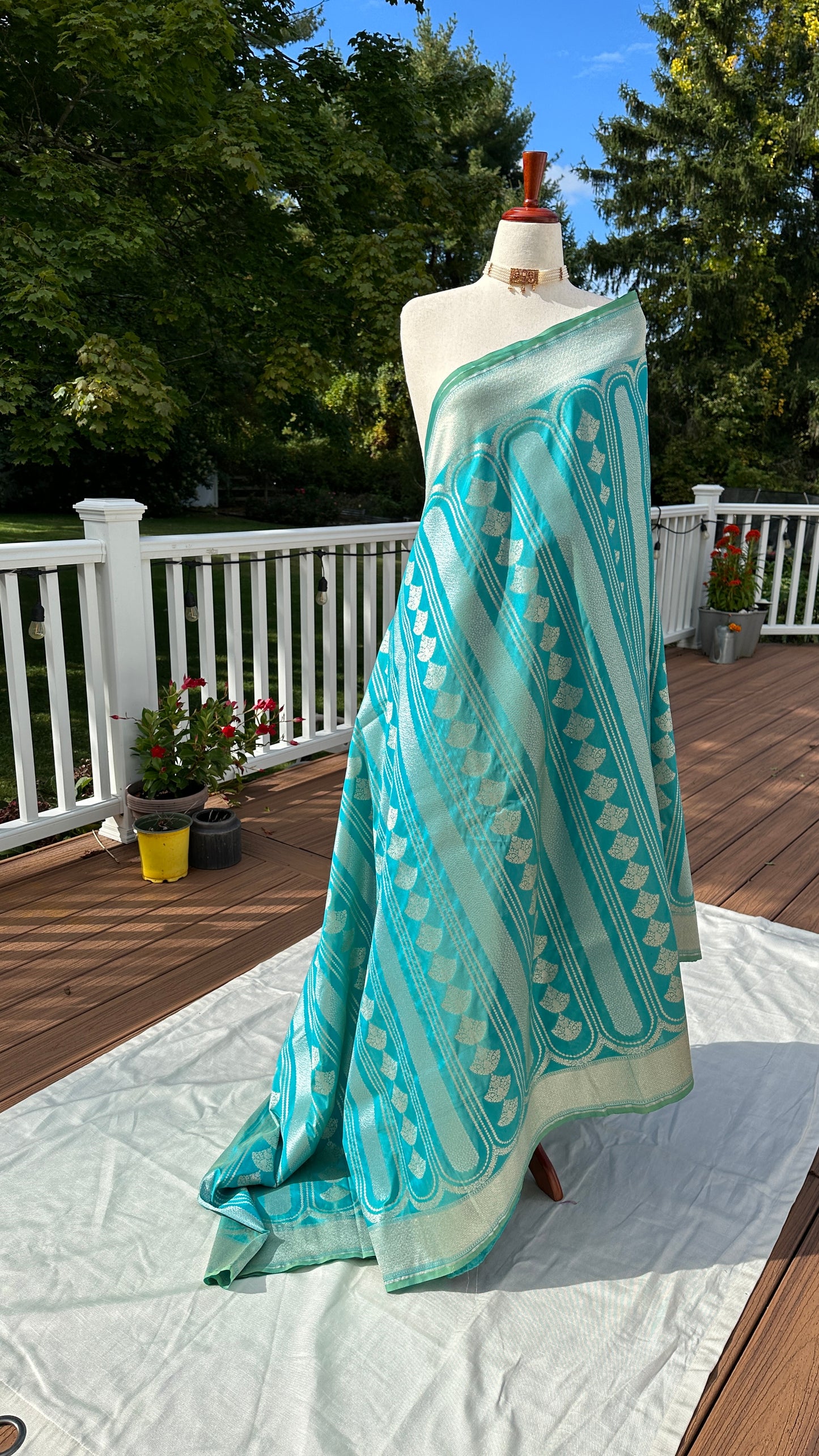 Soft silk banarasi saree - Ice blue