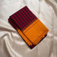 Paavai – Arakku Red & Brown Pattani Kattam Kanchipuram Pure Silk Saree with Mustard Border & Pillayar Moggu Motifs