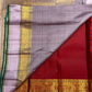 Deep Arakku red butta pure silk Kanjipuram saree with elephant zari and mauve border – view 7