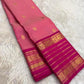 “Roja” Petal Pink Kanchipuram Pure Silk Saree
Peacock & Floral Zari Buttas on Body
Raspberry Pink Varisaipet Border with Ornate Kamalam Gorgeous Grid Pattern Zari Pallu