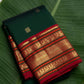 Kanchipuram Silk Saree • Varisaipet Weave • Deep Green with Classic Chili Red Border