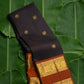 Dark charcoal and rustic cinnamon red rettapet Kancheepuram silk saree with dense gold zari pallu — Idam Living