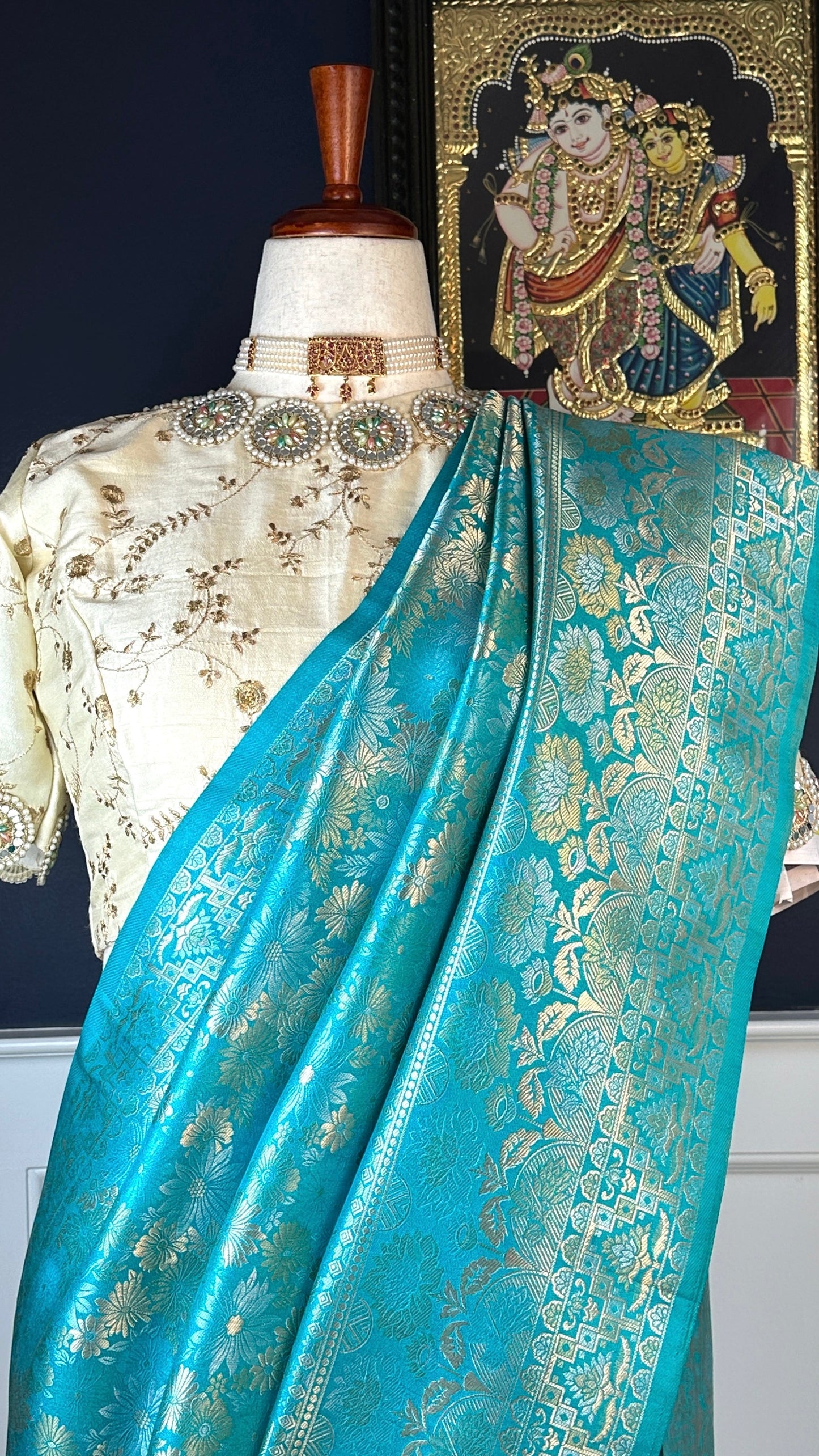 Soft silk rich weave katan banarasi sarees in sapphire blue