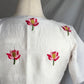 "Kamala" collection - pure raw silk blouse embroidered with lotus motifs in white
