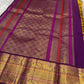 Golden Yellow and Purple Handwoven Pure Silk Kanjivaram Saree with Korvai Border and Kudhirai Butta