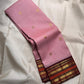 Petal pink Pure Silk Kanjeevaram Varisaipet saree with deep Arakku border